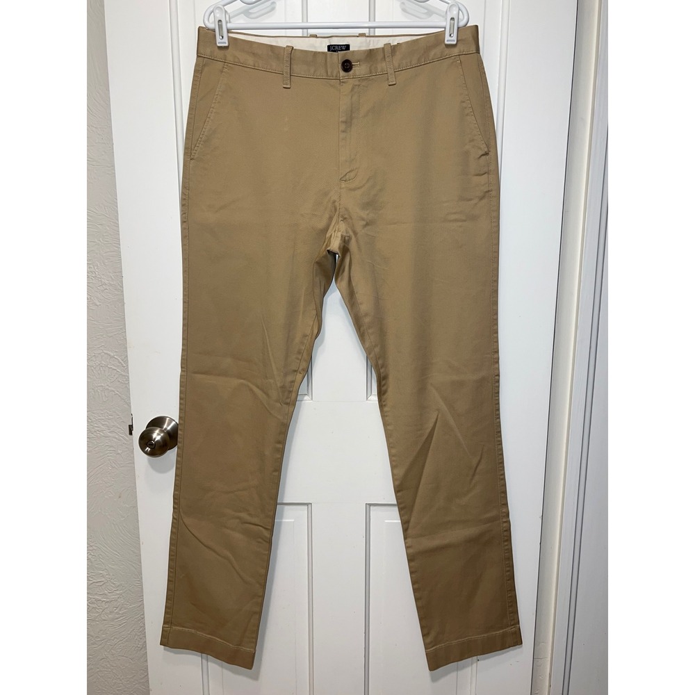J.Crew Flex Chino Pants Mens 33x34 Khaki Tan Athletic Slim Fit Stretch Cotton